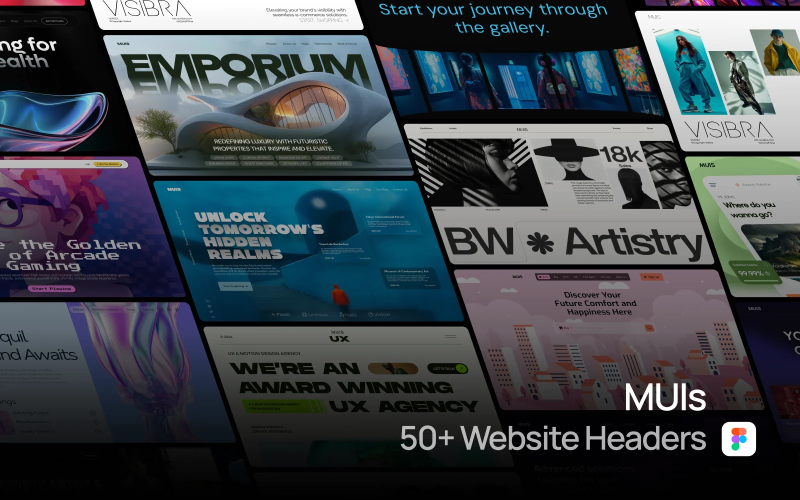 A collage of MUIS website header designs