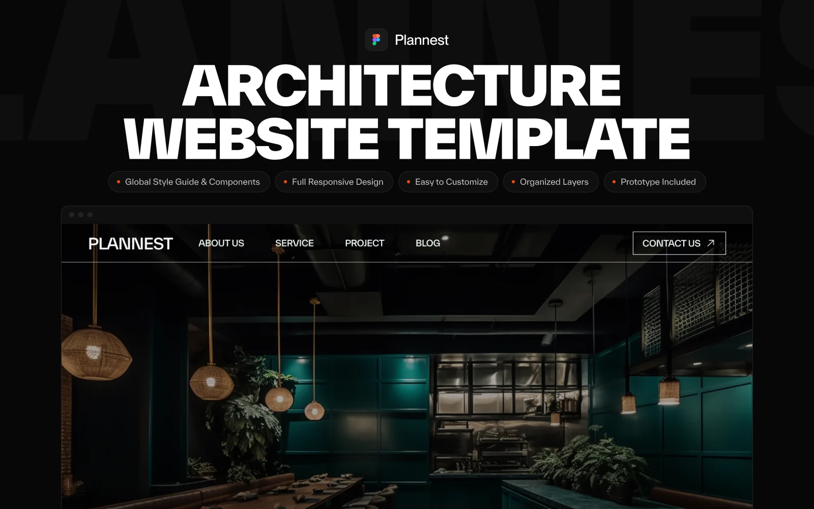 Plannest architecture website template on a desktop browser